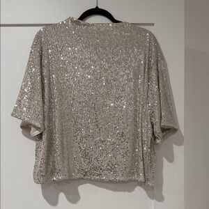 H&M  Embellished Silver Top